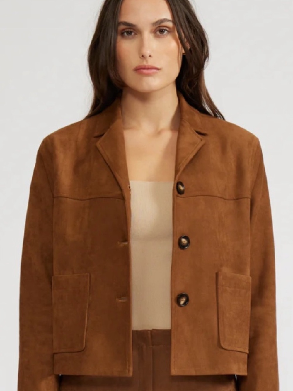 Lucy Paris Brenda brown faux suede jacket